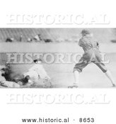Historical Photo of Sam Rice Sliding Safely to Third Base During a Baseball Game, 1925 - Black and White Version by Al