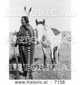 December 13th, 2013: Historical Photo of Sioux Indian, Crow Dog, with Horse 1900 - Black and White by Al