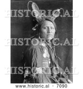 December 13th, 2013: Historical Photo of Sioux Indian Man, Charging Thunder, Wearing a Feathered Headdress, from Buffalo Bill’s Wild West Show, 1900 - Black and White by Al