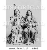 Historical Photo of Sitting Bull and One Bull 1884 - Native American Indians - Black and White Version by Al