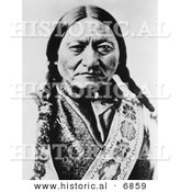 Historical Photo of Sitting Bull (Slon-he) 1885 Portrait - Native American Indian - Black and White Version by Al