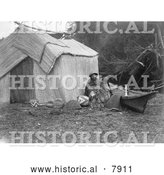 Historical Photo of Skokomish Women by Shelter 1913 - Black and White by Al