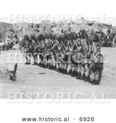 Historical Photo of Snake Priests During Ceremonial Dance - Native American Indians - Black and White Version by Al