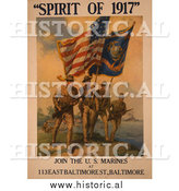January 1st, 2014: Historical Photo of Soldiers with Flags, Spirit of 1917 - Vintage Military War Poster by Al