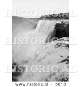 Historical Photo of the Bridge at American Falls, Niagara Falls, As Seen from Goat Island, New York - Black and White Version by Al