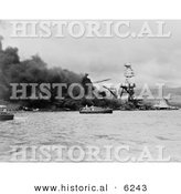 Historical Photo of the USS Arizona Battleship Wreckage - Black and White Version by Al