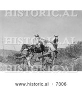 December 13th, 2013: Historical Photo of Three Crow Native Americans and Horses 1905 - Black and White by Al