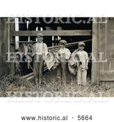 Historical Photo of Three Leaf Boys Carrying Tobacco Leaves While Working on a Farm in 1917 by Al