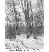 Historical Photo of Tipi in Winter 1908 - Black and White by Al