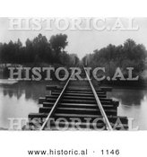 Historical Photo of Train Tracks at Southern Pacific Railroad Bridge over Calloway Canal in Kern County, California - Black and White Version by Al