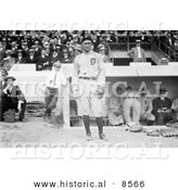 Historical Photo of Ty Cobb Wearing His Detroit Tigers Baseball Uniform While Standing in Front of a Dugout at a Game - Black and White Version by Al