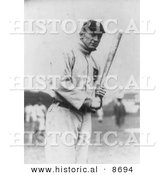 Historical Photo of Tyrus Raymond Cobb Holding a Baseball Bat, 1914 - Black and White Version by Al