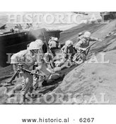 Historical Photo of U.S. Marines Running Uphill on Iwo Jima - Black and White Version by Al