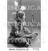 December 13th, 2013: Historical Photo of William Frog, Sioux, Sitting Cross Legged 1900 - Black and White by Al