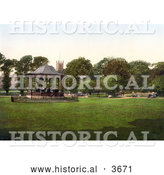 Historical Photochrom of a Band Performing Live Music in the Grove Park Gazebo in Weston-super-Mare on the Bristol Channel in North Somerset England UK by Al