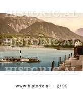 Historical Photochrom of a Boat near Bonigen, Switzerland by Al