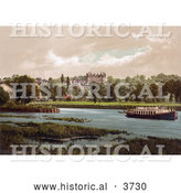 Historical Photochrom of a Boat on the Thames River near the Star and Garter Hotel Richmond London England UK by Al