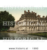 Historical Photochrom of a Carp Pond at Fontainebleau Palace, France by Al