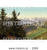 Historical Photochrom of a Distant View of Mount Titlis, Switzerland by Al