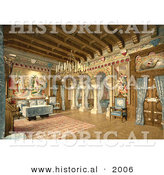 Historical Photochrom of a Drawing Room in Neuschwanstein Castle by Al
