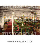 Historical Photochrom of a First Class Dining Area by Al