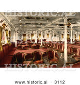 Historical Photochrom of a First Class Dining Room by Al