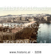 Historical Photochrom of a Harbor in Algiers, Algeria by Al