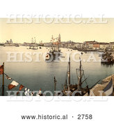 Historical Photochrom of a Harbor in Venice by Al