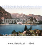 Historical Photochrom of a Hotel Building on Wildsee Lake, Pragser, Tyrol, Austria by Al
