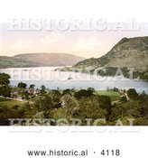 Historical Photochrom of a Hotel on Ullswater Lake in Patterdale Lake District England UK by Al
