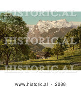 Historical Photochrom of a House near Lake Lucerne, Switzerland by Al