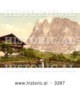 Historical Photochrom of a House near Wetterhorn Mountain by Al
