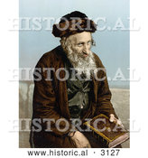Historical Photochrom of a Israelite Man Seated with a Book, Jerusalem, Israel by Al