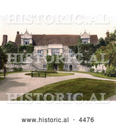 Historical Photochrom of a Man on a Path by a Bench at the Old Archbishop’s Palace in Maidstone Kent England United Kingdom by Al