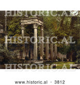 Historical Photochrom of a Man Sitting in Front of the Virginia Water Roman Ruins in Windsor Runnymede Surrey London England UK by Al