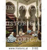 Historical Photochrom of a Moorish Women Making Carpets, Algeria by Al