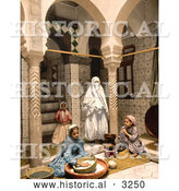 Historical Photochrom of a Moorish Women Preparing Couscous, Algeria by Al