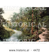 Historical Photochrom of a Nature Trail Along the Afon Troddi River Trothy in Monmouth Wales Monmouthshire Gwent England UK by Al