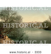 Historical Photochrom of a Place of Baptism on the River Jordan by Al