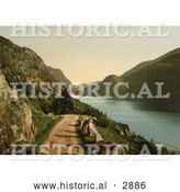 Historical Photochrom of a Road by Bandak Lake, Norway by Al