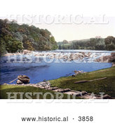 Historical Photochrom of a Rowboat on the Shore of the River Eden in the Lake District Armathwaite Cumbria England UK by Al