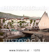 Historical Photochrom of a Sailboat at Opatija, Abbazia, Sankt Jakobi, Istria, Croatia by Al