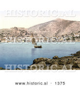Historical Photochrom of a Sailboat near the Village of Lesina on Lesina Lake, Foggia, Puglia, Dalmatia by Al