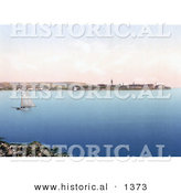 Historical Photochrom of a Sailboat near Zadar, Iadera, Zara, Croatia by Al