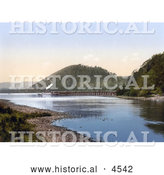 Historical Photochrom of a Steamboat at the Pooley Bridge Pier on Ullswater Lake Lake District England UK by Al