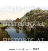 Historical Photochrom of a the Cliveden Mansion on a Hill over the River Thames in Cliveden Reach Maidenhead Berkshire London England UK by Al