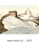 Historical Photochrom of a Train Station near Matterhorn Mountain, Switzerland by Al
