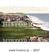 Historical Photochrom of a View on the Coastal Town of Sheringham As Seen from the East Cliff in Norfolk England UK by Al
