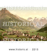 Historical Photochrom of a Village in Engelberg Valley, Switzerland by Al