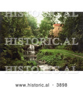 Historical Photochrom of a Waterfall by the Wheel of Rigg Mill in Whitby North Yorkshire England UK by Al